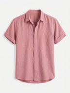 Men's Linen Cotton Blend Short Sleeve Shirt