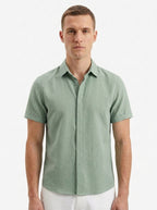 Men's Linen Cotton Blend Short Sleeve Shirt