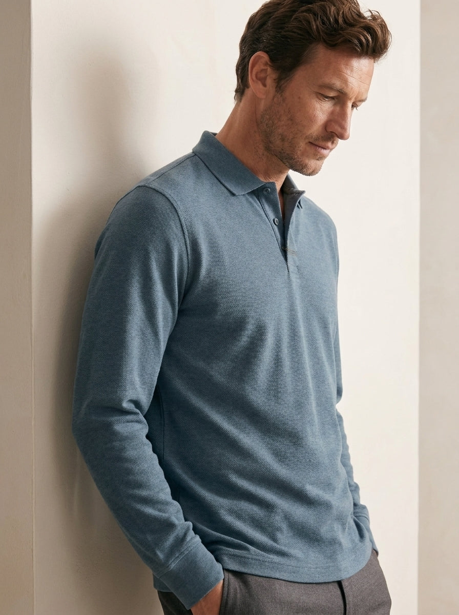 Classic Long-Sleeve Polo Shirt