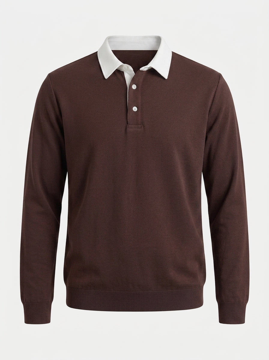 Polo Collar Long Sleeve Sweatshirt