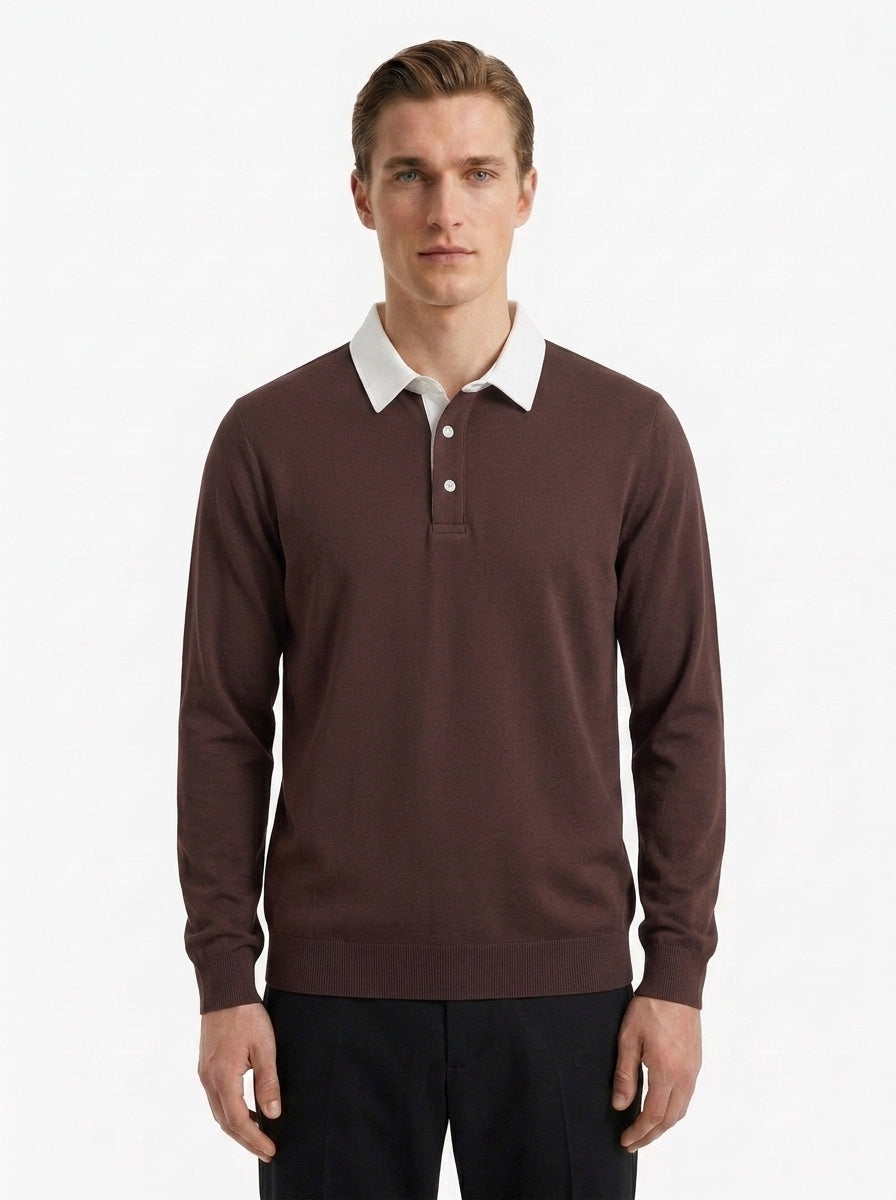 Polo Collar Long Sleeve Sweatshirt