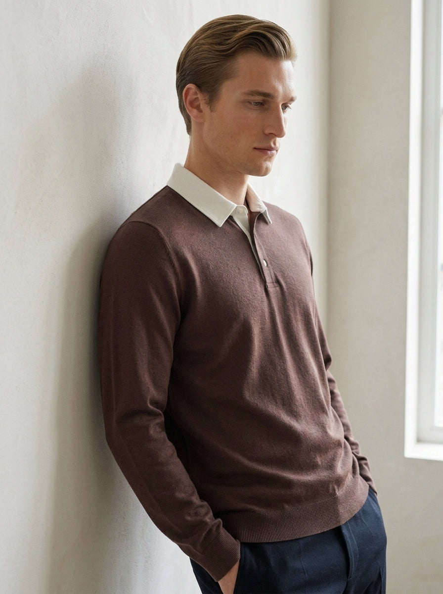 Polo Collar Long Sleeve Sweatshirt