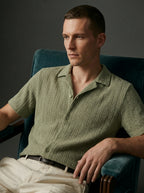 Textured Open-Knit Button-Up Shirt