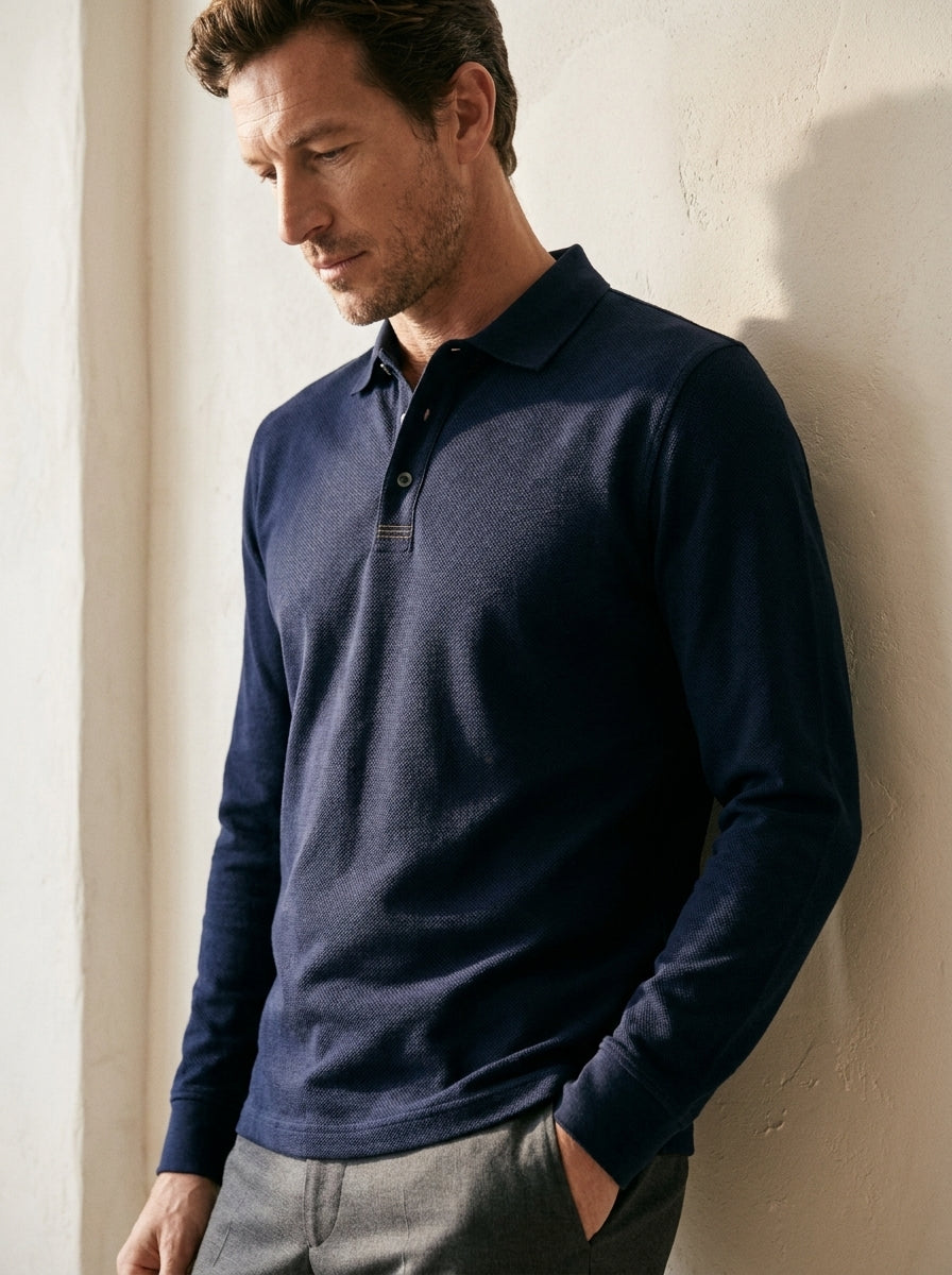 Classic Long-Sleeve Polo Shirt