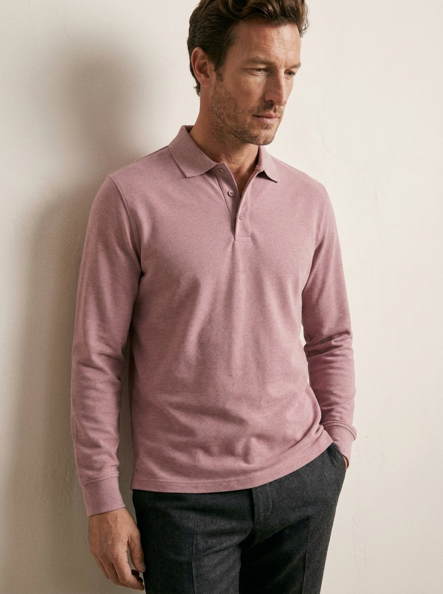 Classic Long-Sleeve Polo Shirt