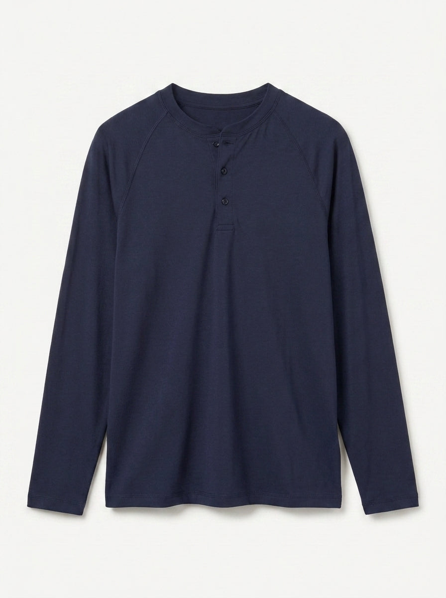 Cotton Modal Long Sleeve Henley Tee