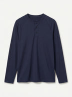 Cotton Modal Long Sleeve Henley Tee