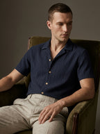 Textured Open-Knit Button-Up Shirt