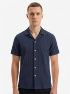 Textured Open-Knit Button-Up Shirt
