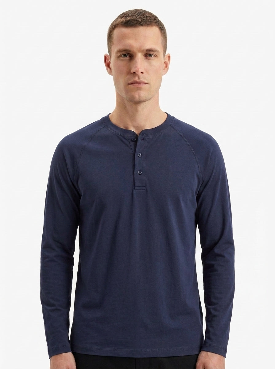 Cotton Modal Long Sleeve Henley Tee