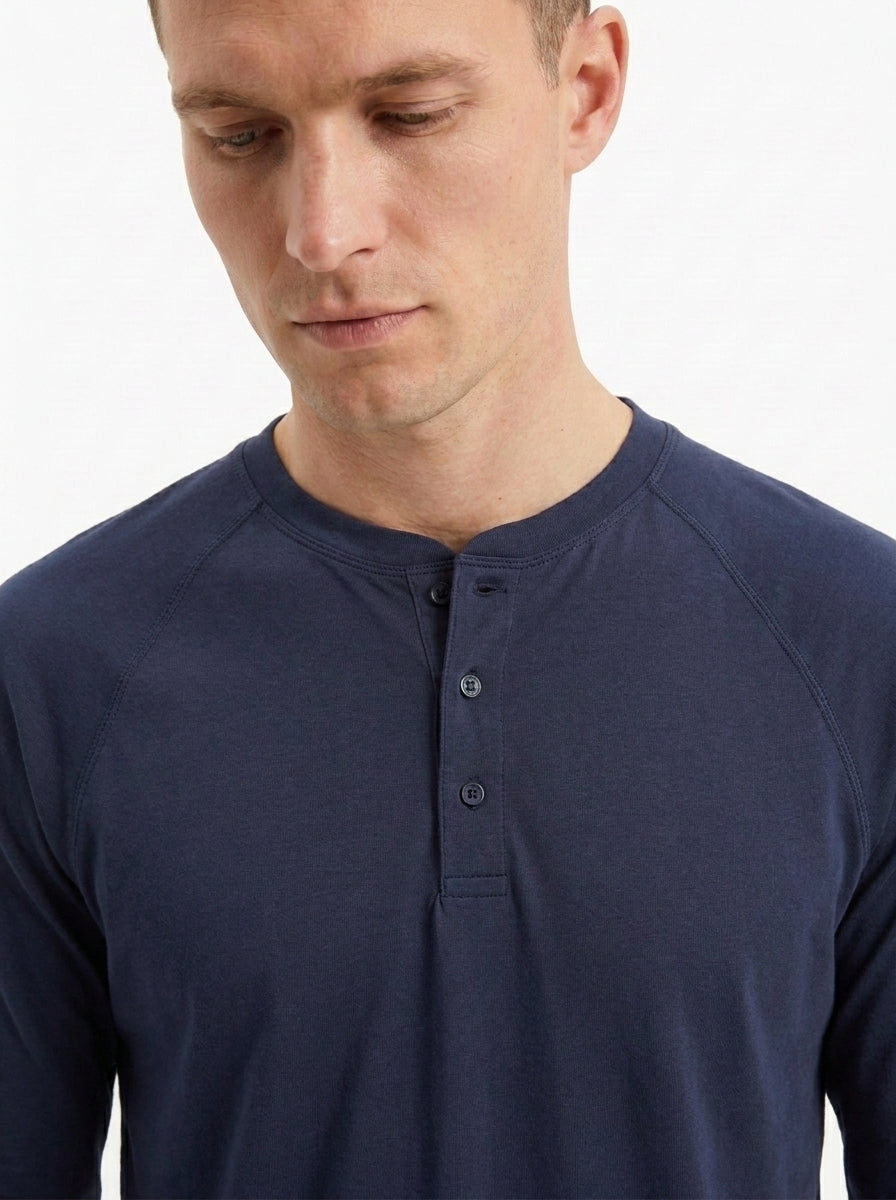 Cotton Modal Long Sleeve Henley Tee