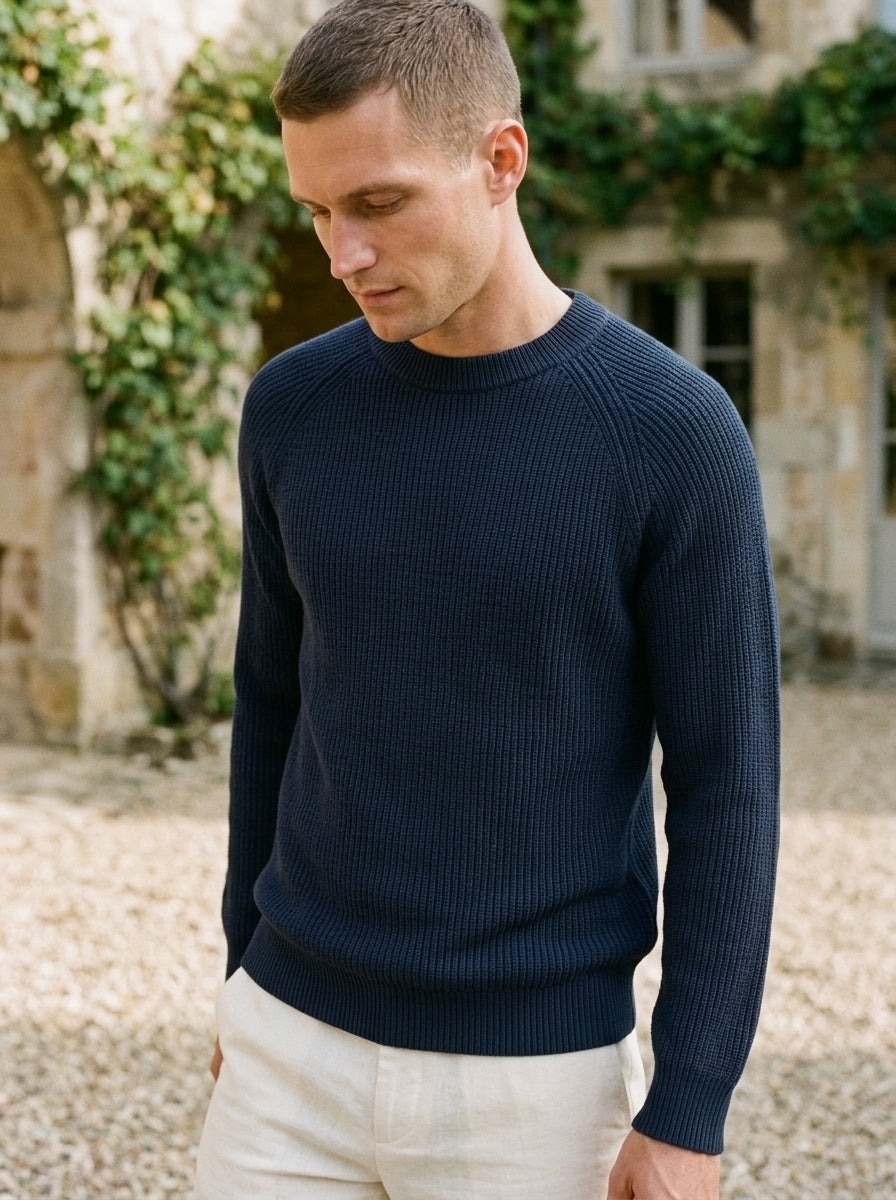 100% Organic Cotton Ribbed Crewneck Sweater