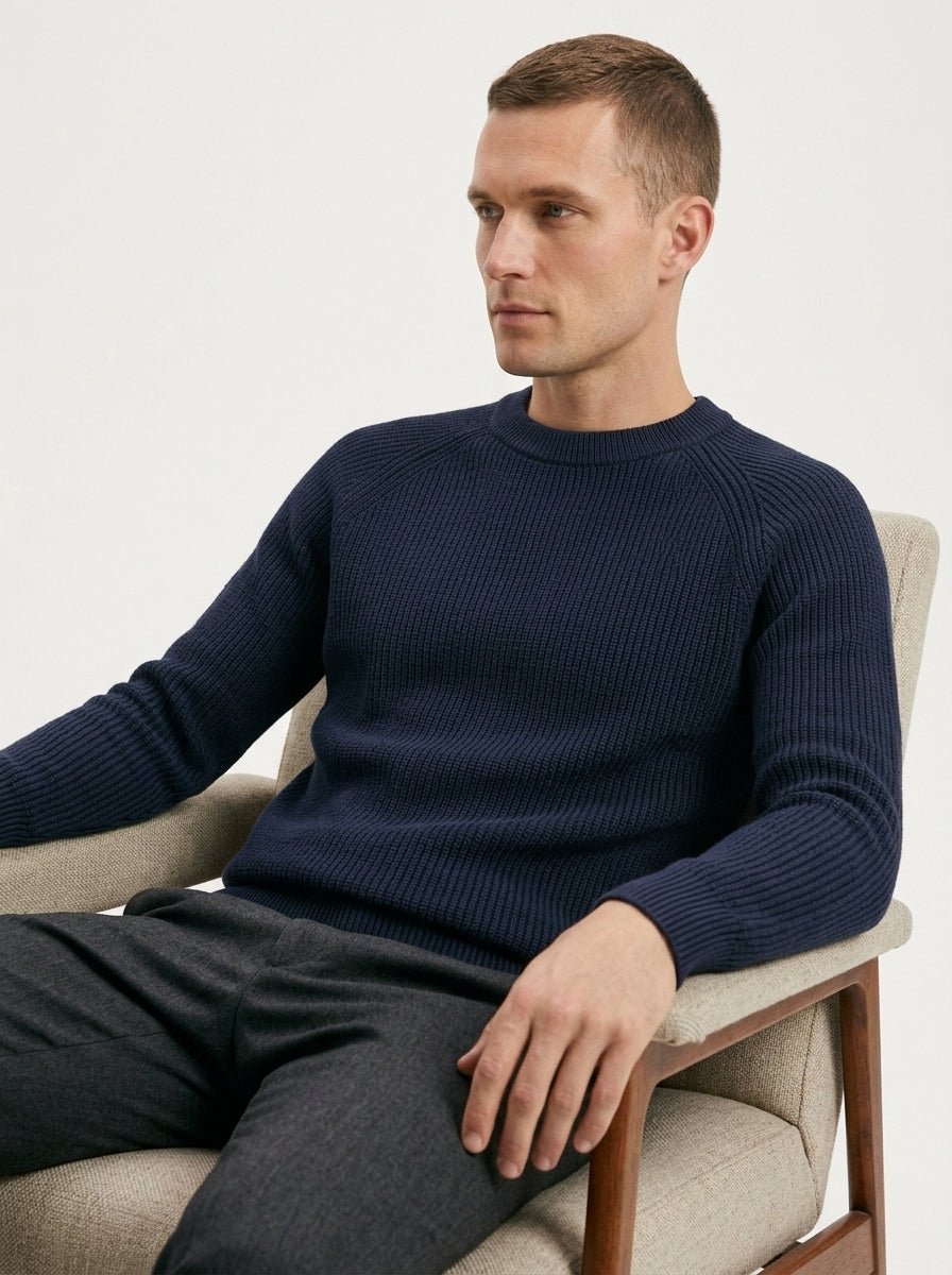 100% Organic Cotton Ribbed Crewneck Sweater
