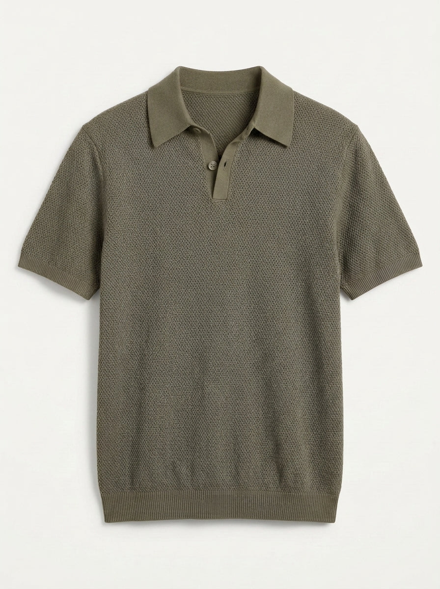 100% Organic Cotton Mesh-Stitch Sweater Polo