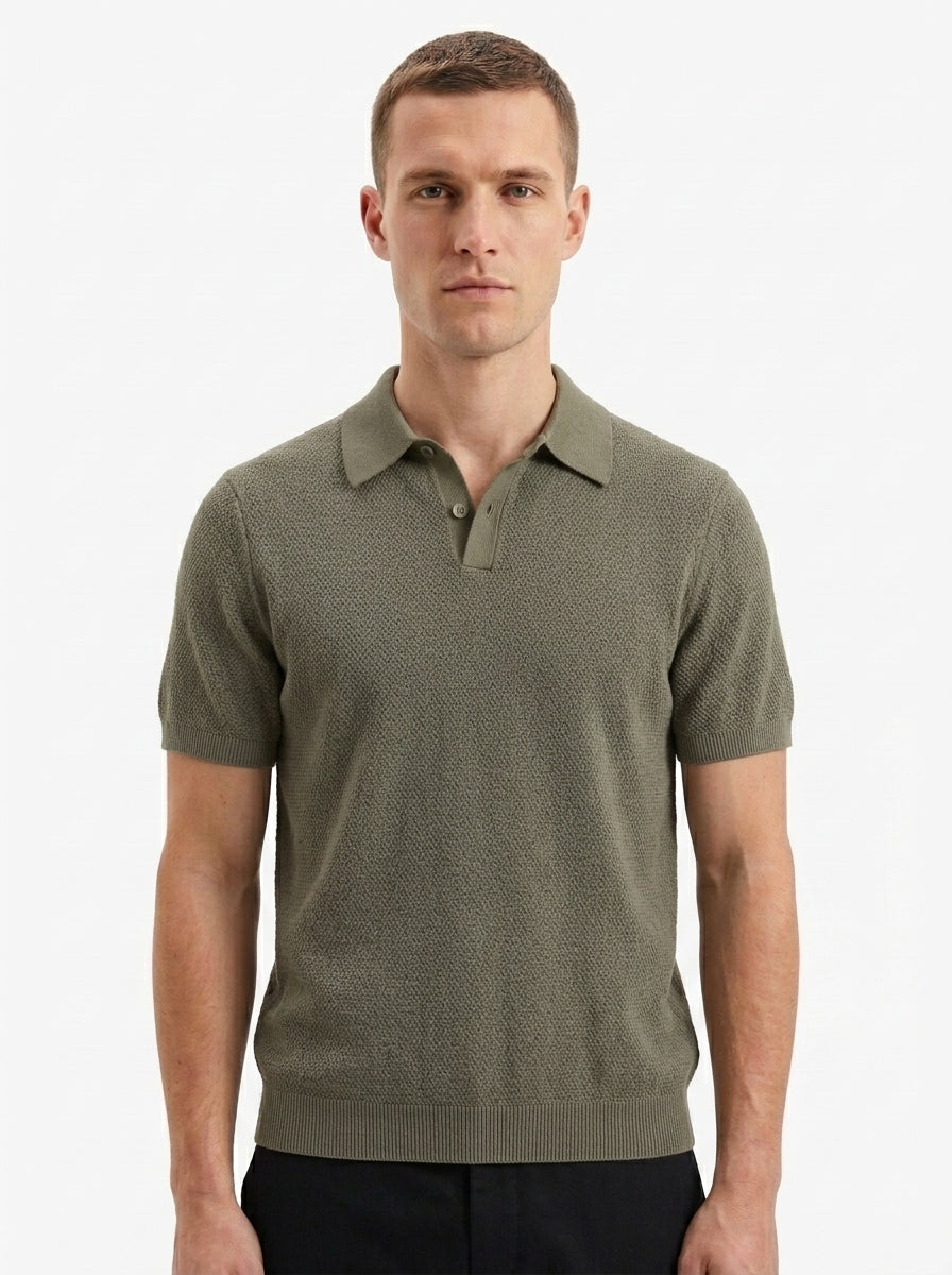 100% Organic Cotton Mesh-Stitch Sweater Polo