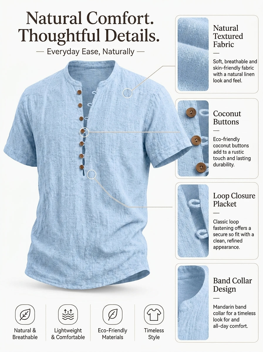 Casual Linen Popover Half-Sleeve Shirt