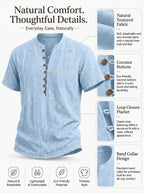 Casual Linen Popover Half-Sleeve Shirt