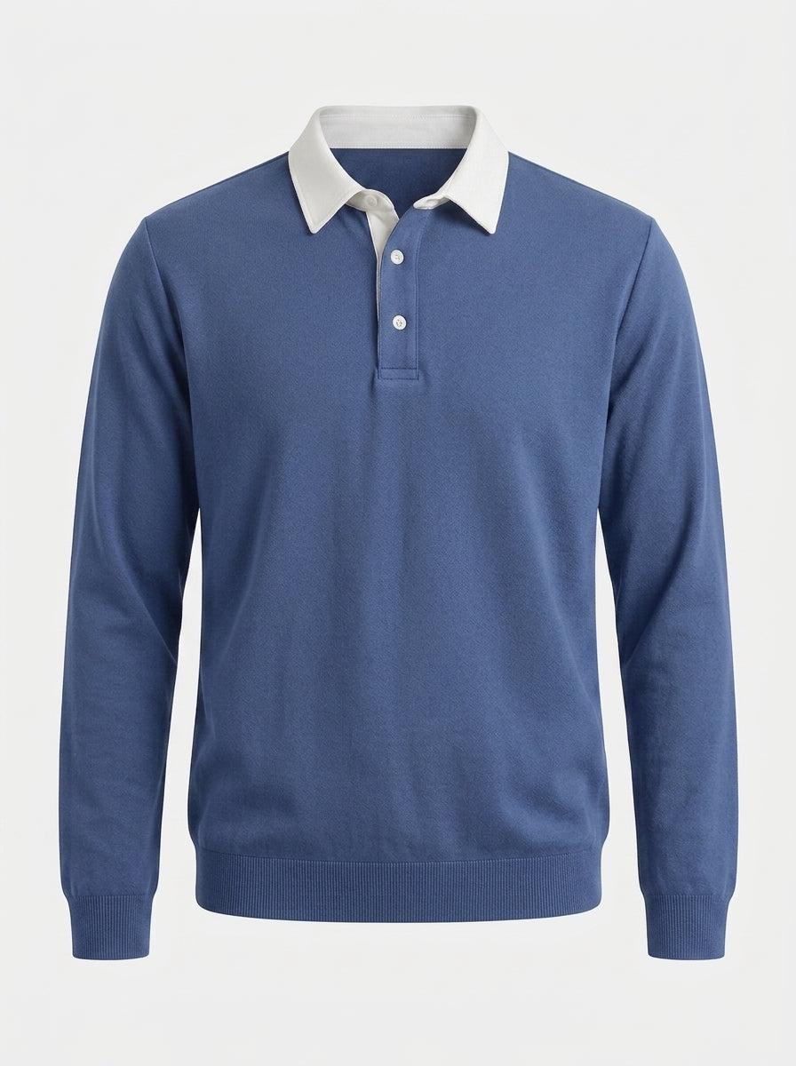 Polo Collar Long Sleeve Sweatshirt