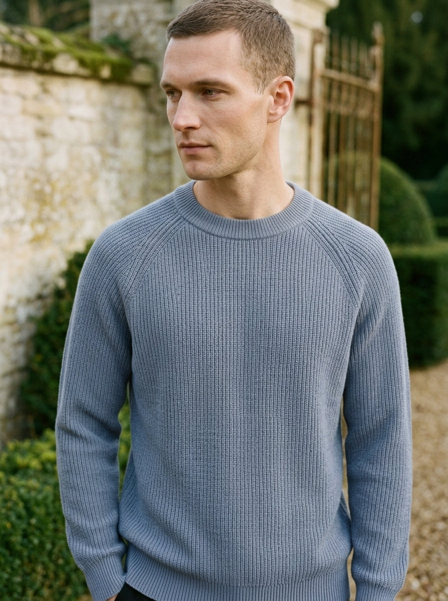 100% Organic Cotton Ribbed Crewneck Sweater