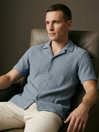 Textured Open-Knit Button-Up Shirt