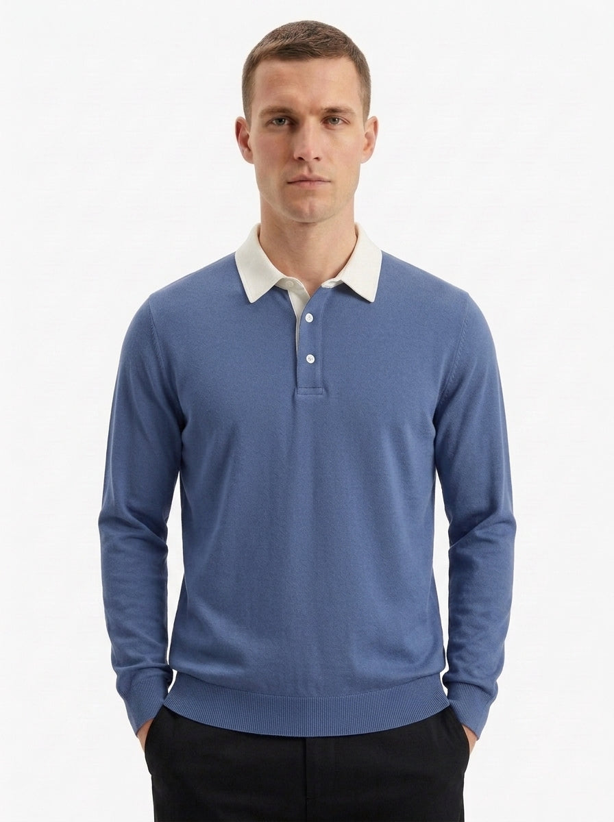 Polo Collar Long Sleeve Sweatshirt