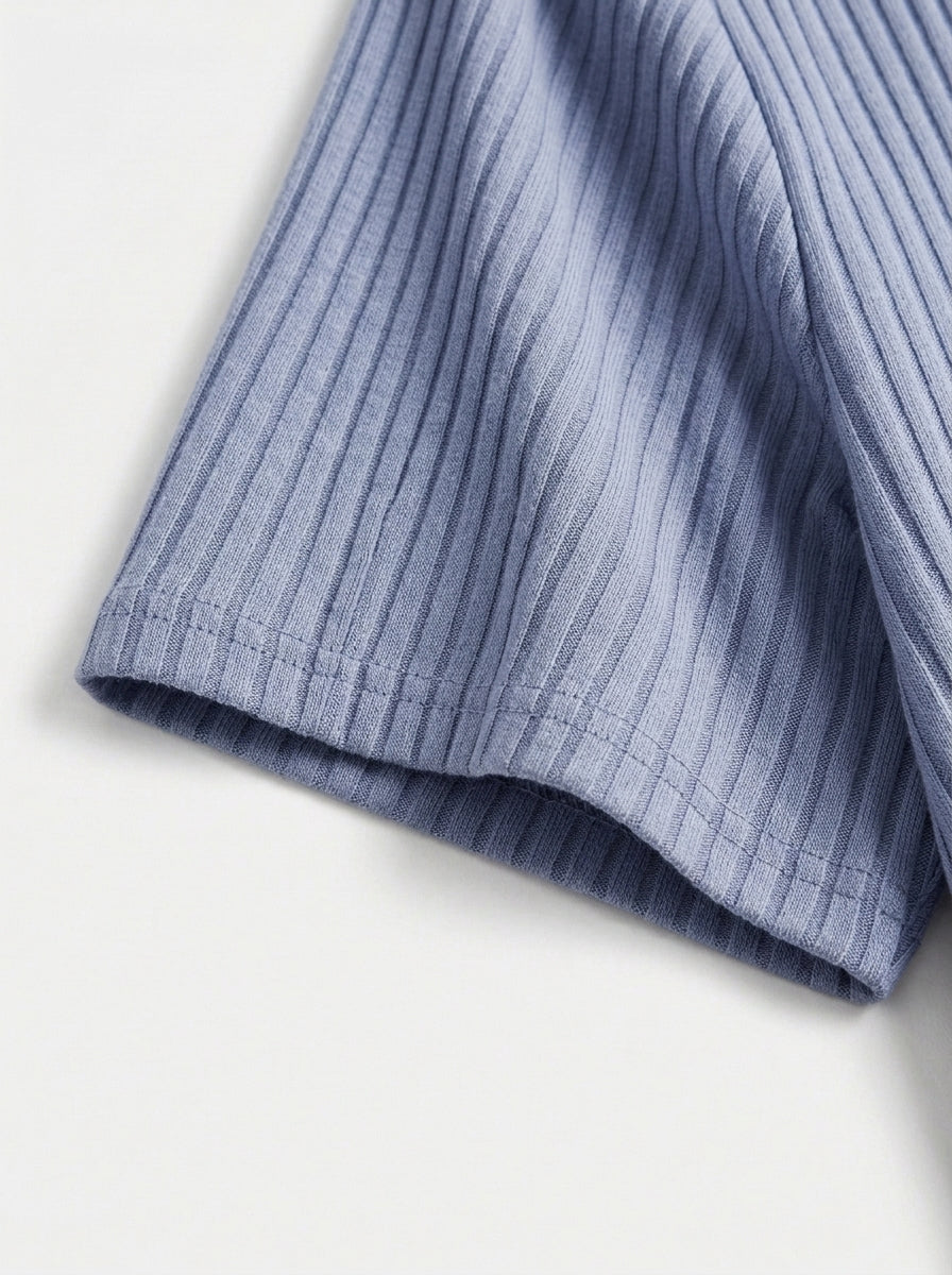 Cotton Knit Striped Textured Short Sleeve Polo Shirt