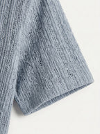 Textured Open-Knit Button-Up Shirt