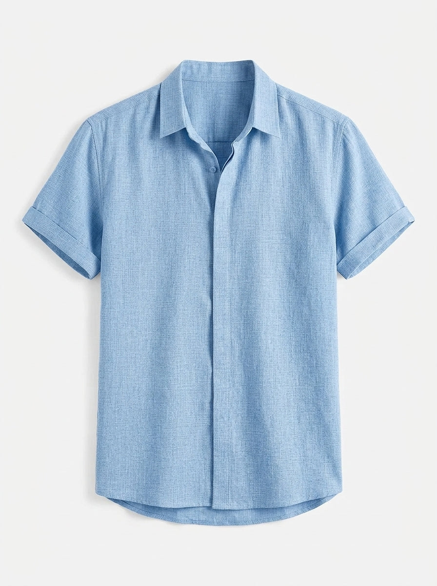 Men's Linen Cotton Blend Short Sleeve Shirt