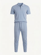 Zip Polo & Slim Pants Set
