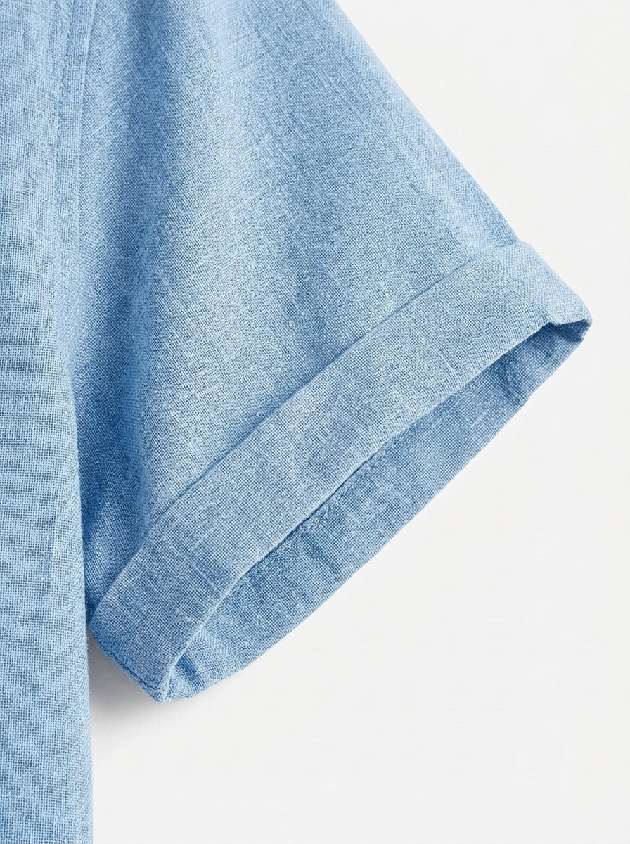 Men's Linen Cotton Blend Short Sleeve Shirt