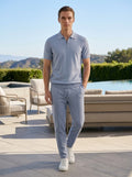 Zip Polo & Slim Pants Set