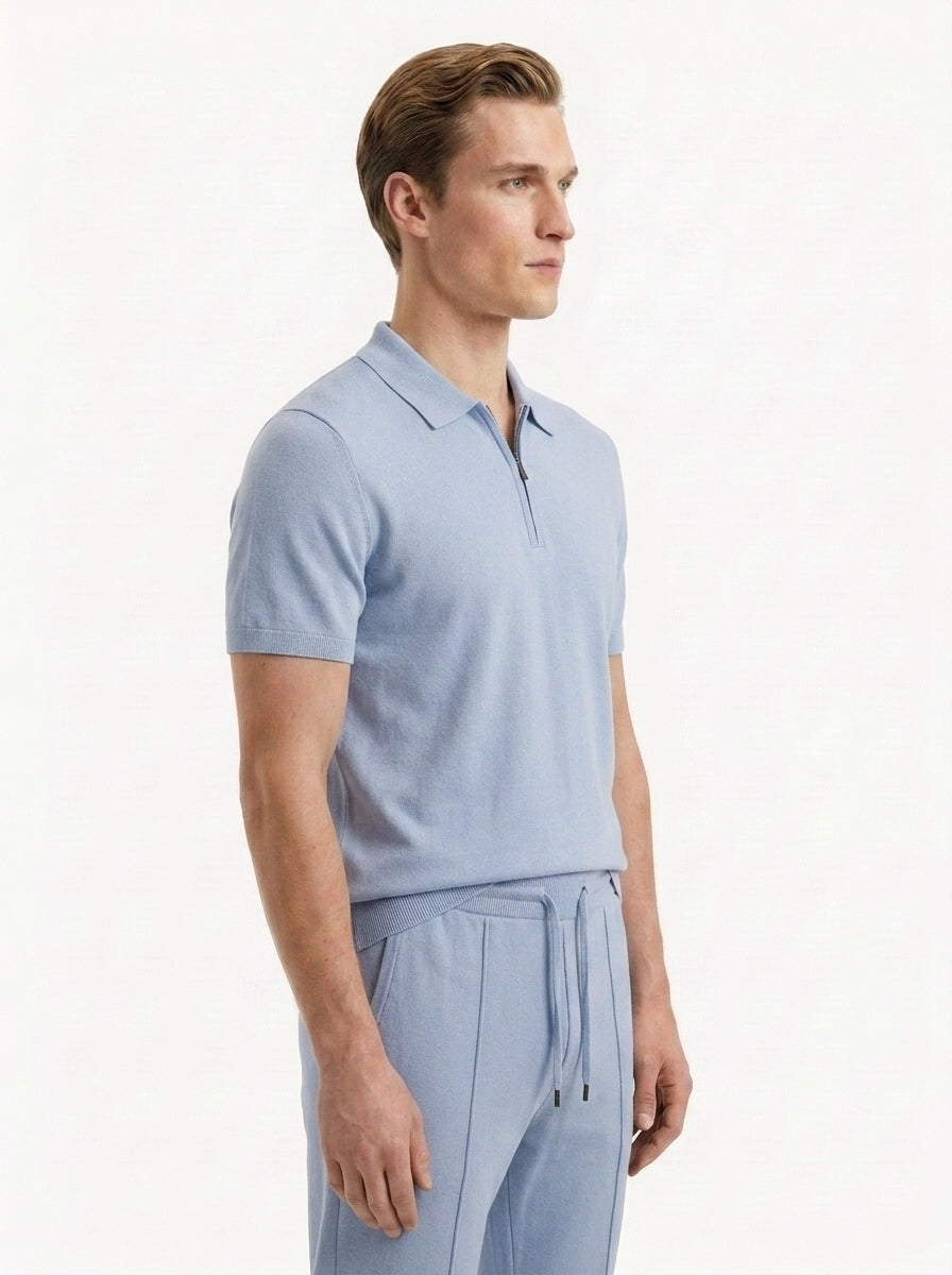 Zip Polo & Slim Pants Set