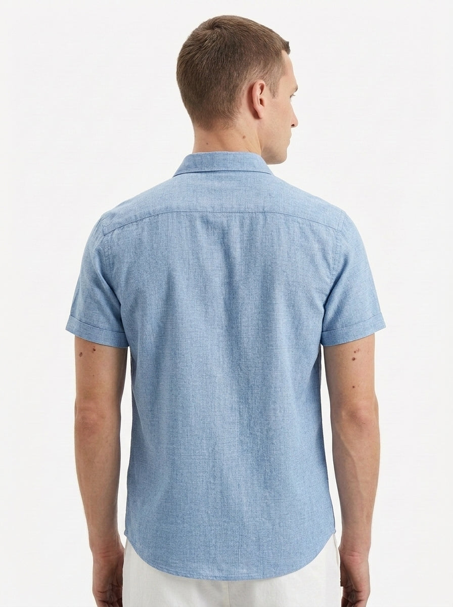 Men's Linen Cotton Blend Short Sleeve Shirt