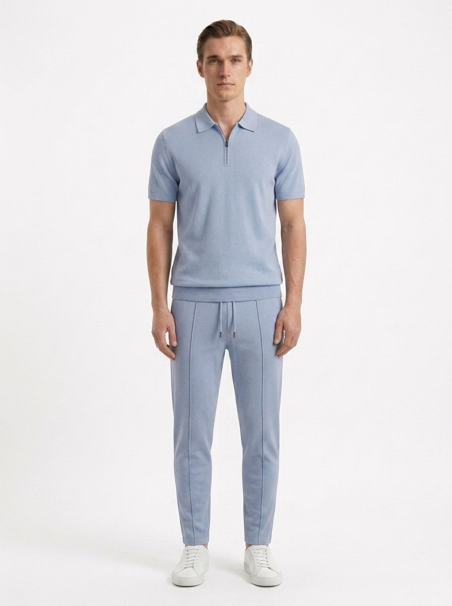 Zip Polo & Slim Pants Set