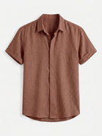 Men's Linen Cotton Blend Short Sleeve Shirt