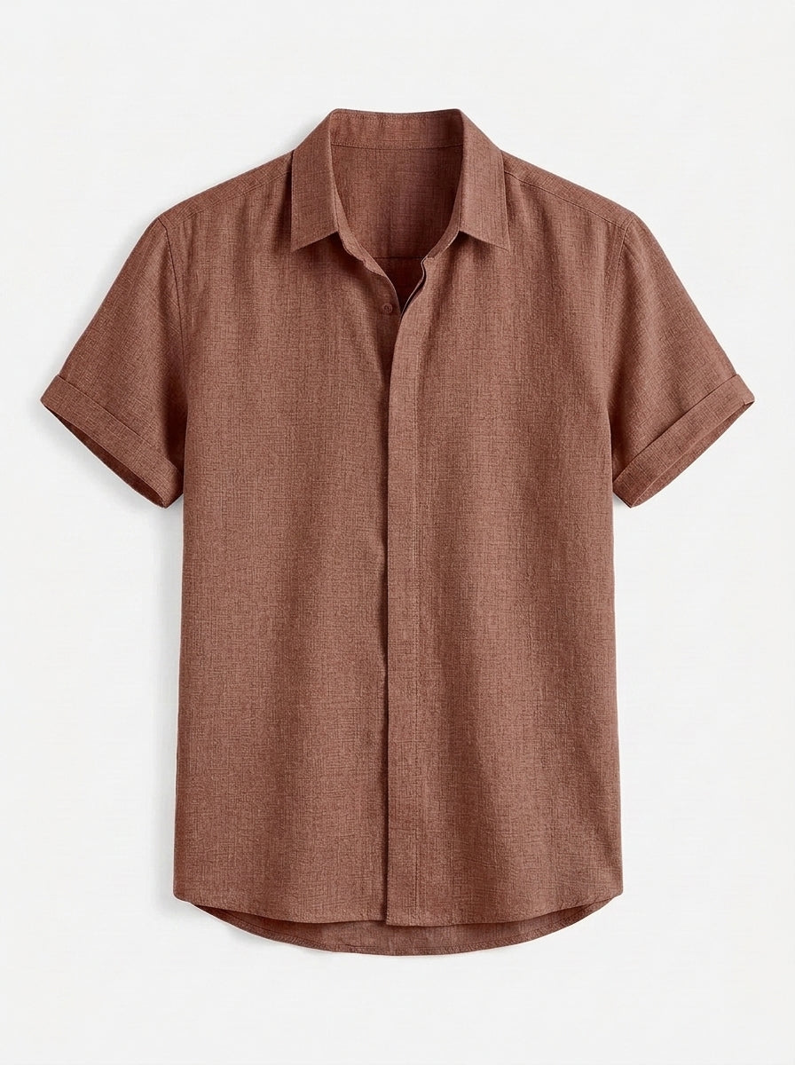 Men's Linen Cotton Blend Short Sleeve Shirt