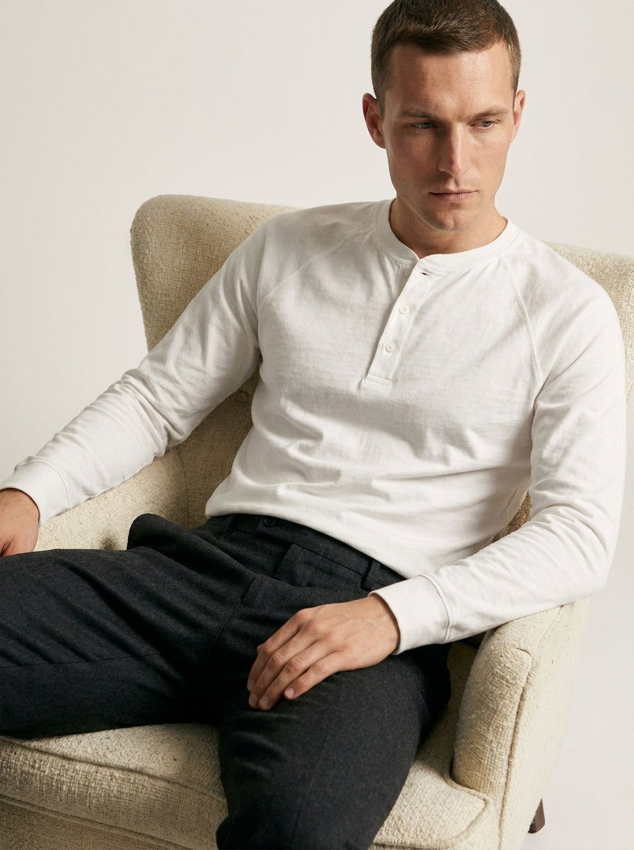 Cotton Modal Long Sleeve Henley Tee
