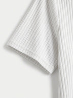Cotton Knit Striped Textured Short Sleeve Polo Shirt