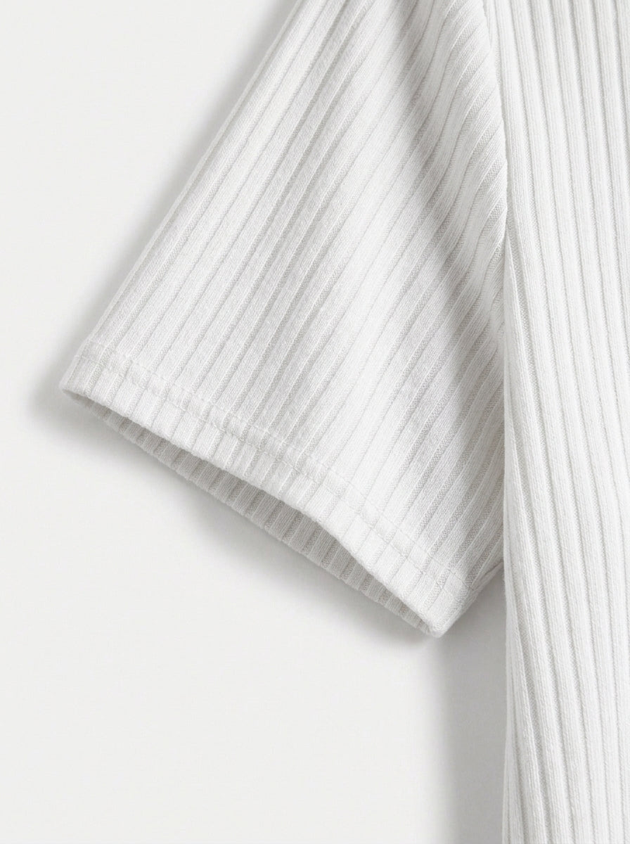 Cotton Knit Striped Textured Short Sleeve Polo Shirt