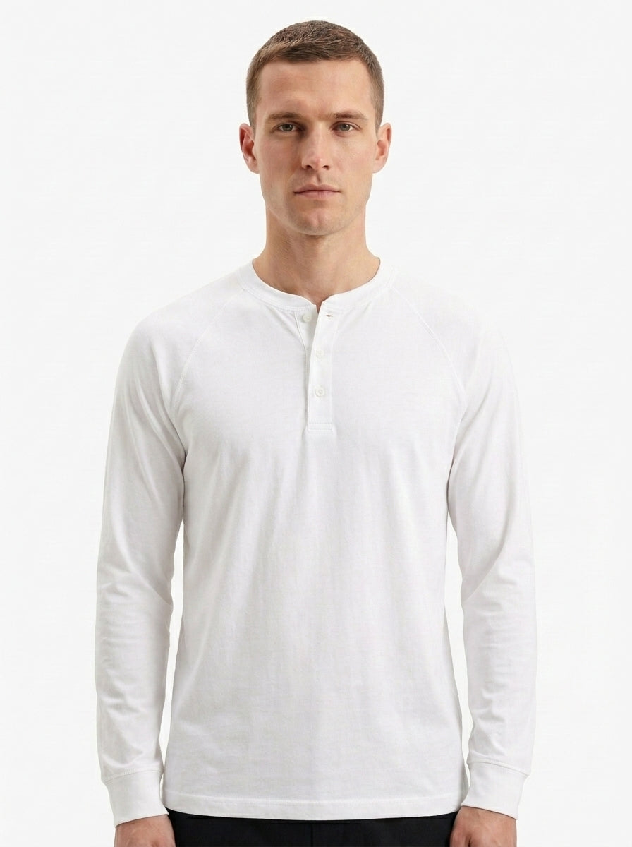 Cotton Modal Long Sleeve Henley Tee
