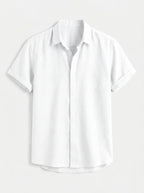Men's Linen Cotton Blend Short Sleeve Shirt