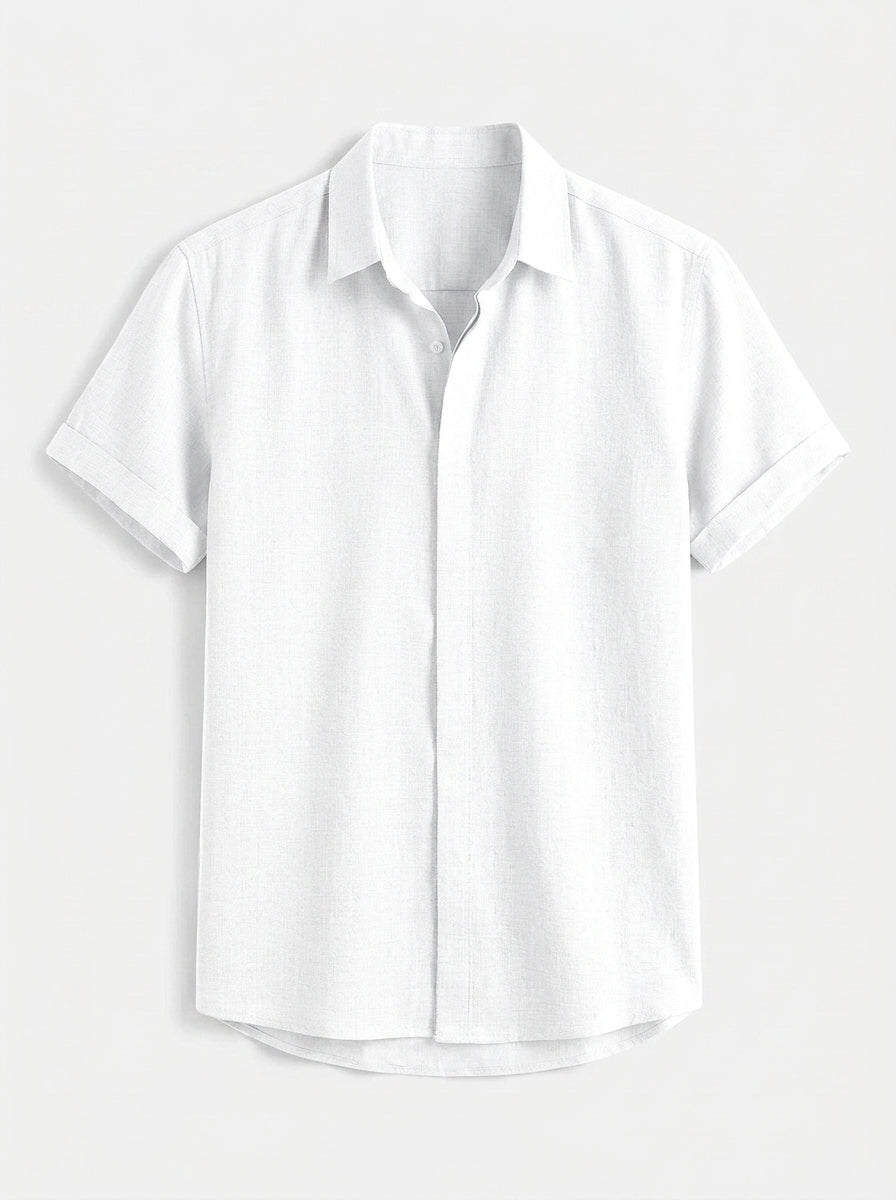 Men's Linen Cotton Blend Short Sleeve Shirt
