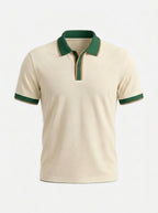 Slim Fit Retro Tipped Collar Short Sleeve Polo Shirt