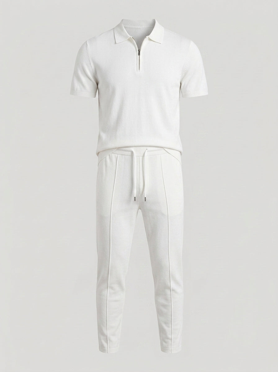 Zip Polo & Slim Pants Set