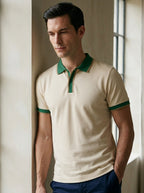 Slim Fit Retro Tipped Collar Short Sleeve Polo Shirt