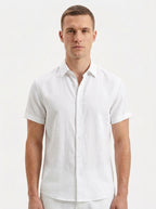 Men's Linen Cotton Blend Short Sleeve Shirt