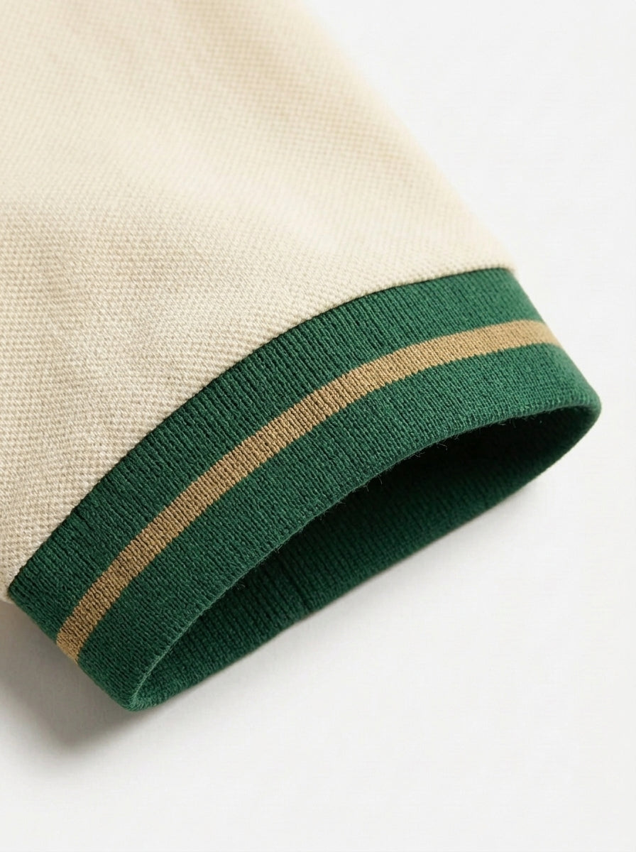 Slim Fit Retro Tipped Collar Short Sleeve Polo Shirt