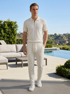 Zip Polo & Slim Pants Set