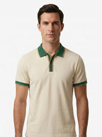 Slim Fit Retro Tipped Collar Short Sleeve Polo Shirt