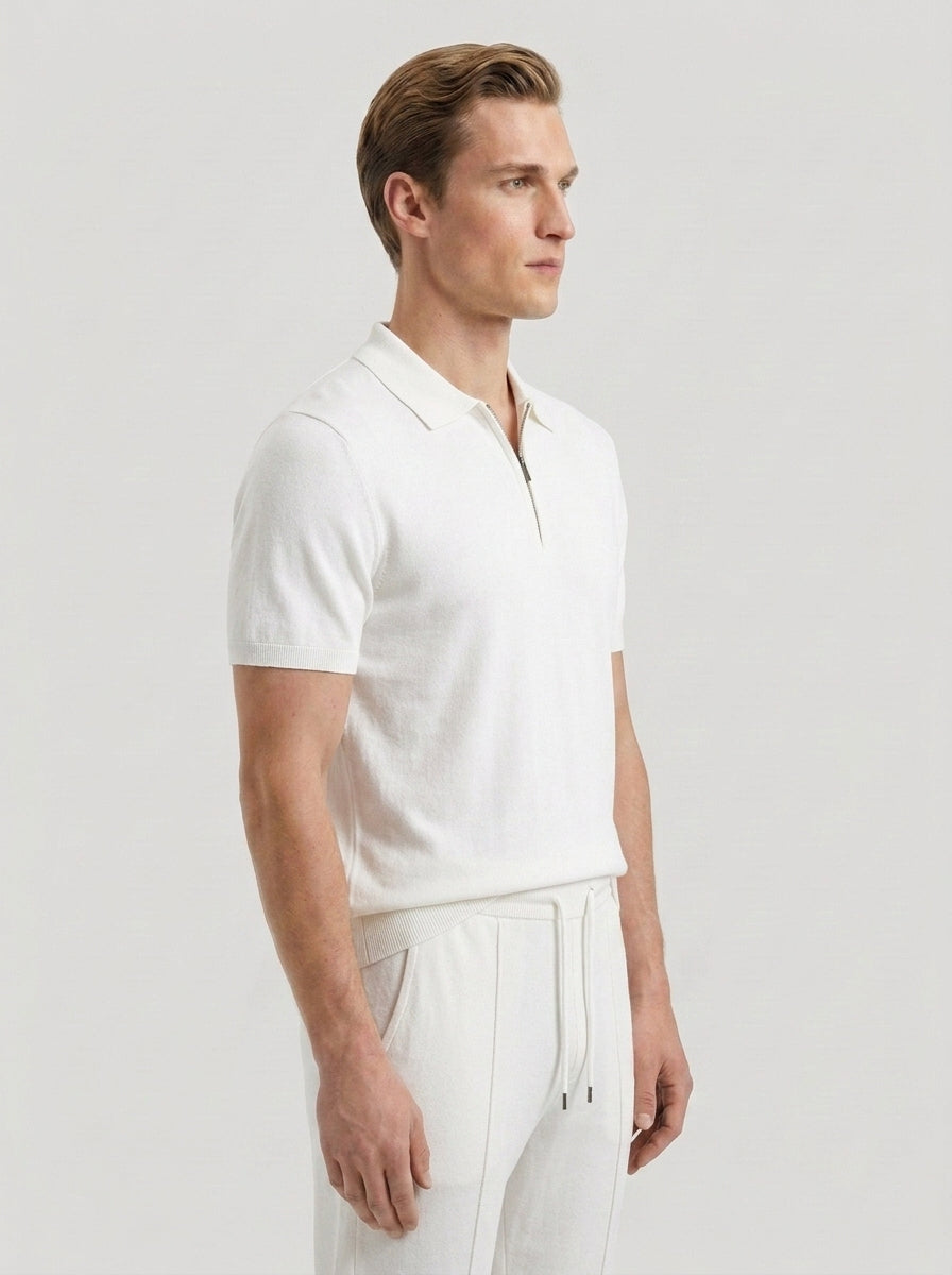 Zip Polo & Slim Pants Set
